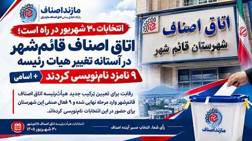 اتاق اصناف قائم‌شهر در آستانه تغییر هیات رئیسه/ ۹ نامزد نام‌نویسی کردند + اسامی
